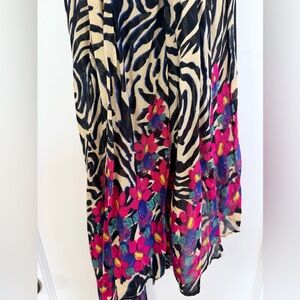 Zebra Print Scarf with Floral Border